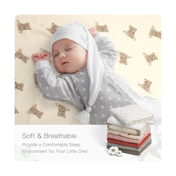 Organic Crib Sheets Fitted Crib Mattress Sheet 52x28 Inches 100% Muslin Cotton for Baby Girls & Boys, Soft Boho Neutral Toddler Bedding Bed Sheets Fits Well Standard Size Crib Mattress 28x52 Inches