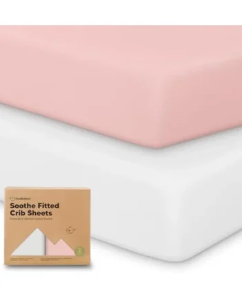 Organic Fitted Bed Sheets - 2-Pack Breathable Jersey Cotton Baby Bed Sheets - 120x60 Mattress Fitted Sheet - Rose