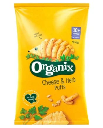 Organix Cheese & Herb Organic Finger Food Toddler Snack Corn Puffs Multipack 4x15g