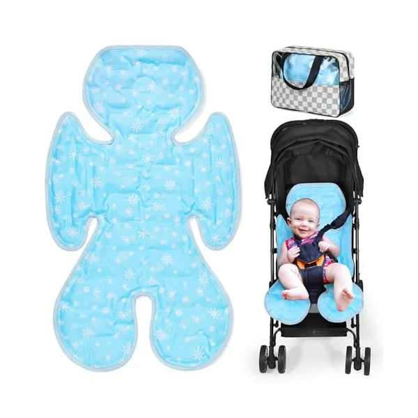 Orzbow Baby Cooling Mat, Universal Pram Liner for Stroller, Blue | Large Cooling Mat for Baby Car Seat, Pushchair, Buggy, Pram, Hook-on Seats & Baby Bouncer, Baby Summer Essentials