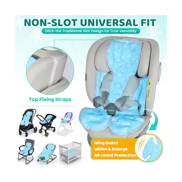 Orzbow Baby Cooling Mat, Universal Pram Liner for Stroller, Blue | Large Cooling Mat for Baby Car Seat, Pushchair, Buggy, Pram, Hook-on Seats & Baby Bouncer, Baby Summer Essentials