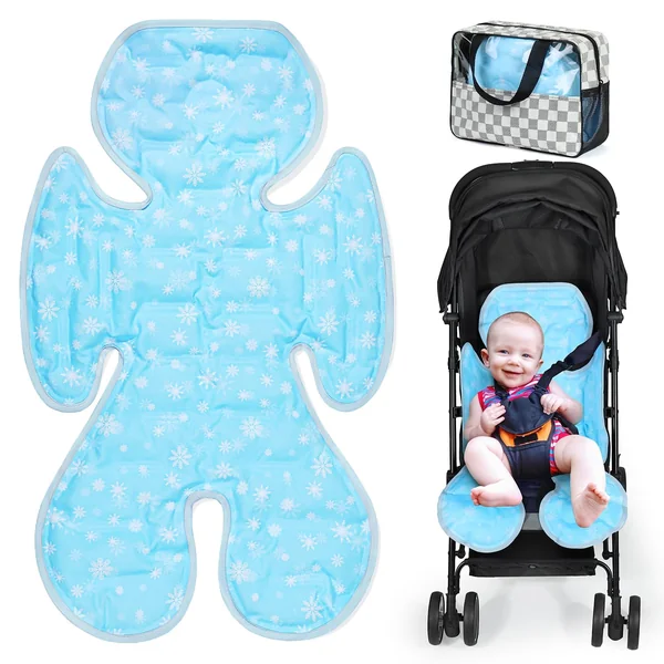 Orzbow Baby Cooling Mat, Universal Pram Liner for Stroller, Blue | Large Cooling Mat for Baby Car Seat, Pushchair, Buggy, Pram, Hook-on Seats & Baby Bouncer, Baby Summer Essentials