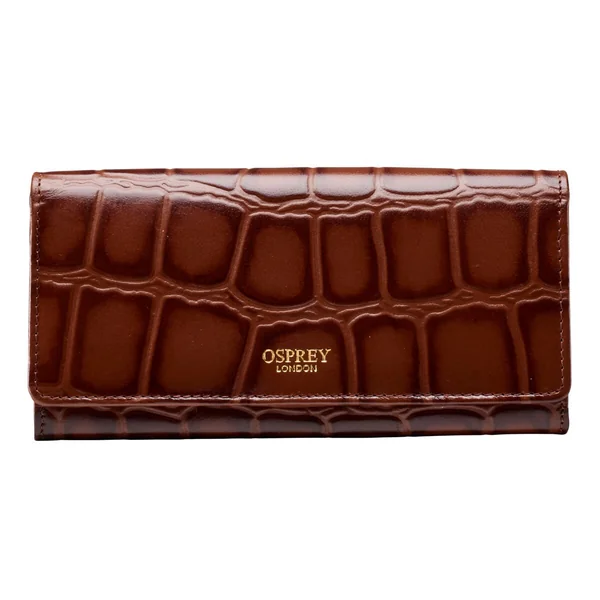 Osprey London Julia Croc Leather Women's Purse, Cognac with Gift Box