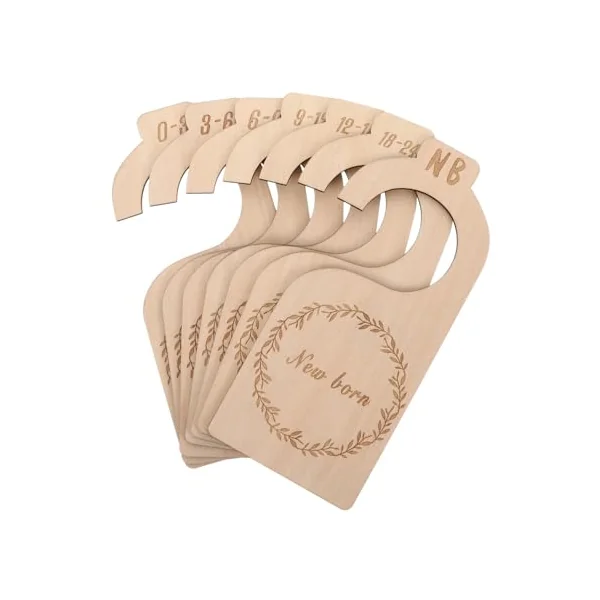 OUNONA 7pcs Baby Closet Dividers Wood Nursery Closet Organizer Hangers Infant Wardrobe Divider Boys and Girls Clothes Storage for Newborns and Toddlers