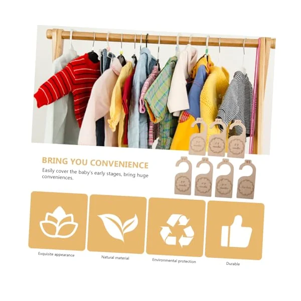 OUNONA 7pcs Baby Closet Dividers Wood Nursery Closet Organizer Hangers Infant Wardrobe Divider Boys and Girls Clothes Storage for Newborns and Toddlers