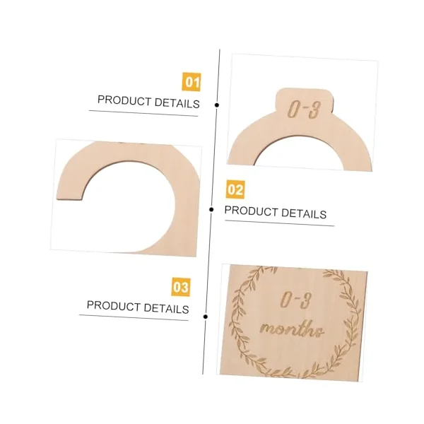 OUNONA 7pcs Baby Closet Dividers Wood Nursery Closet Organizer Hangers Infant Wardrobe Divider Boys and Girls Clothes Storage for Newborns and Toddlers