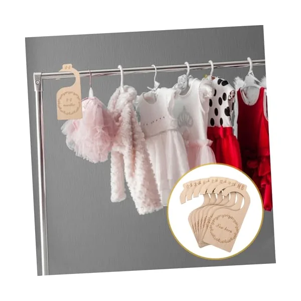 OUNONA 7pcs Baby Closet Dividers Wood Nursery Closet Organizer Hangers Infant Wardrobe Divider Boys and Girls Clothes Storage for Newborns and Toddlers