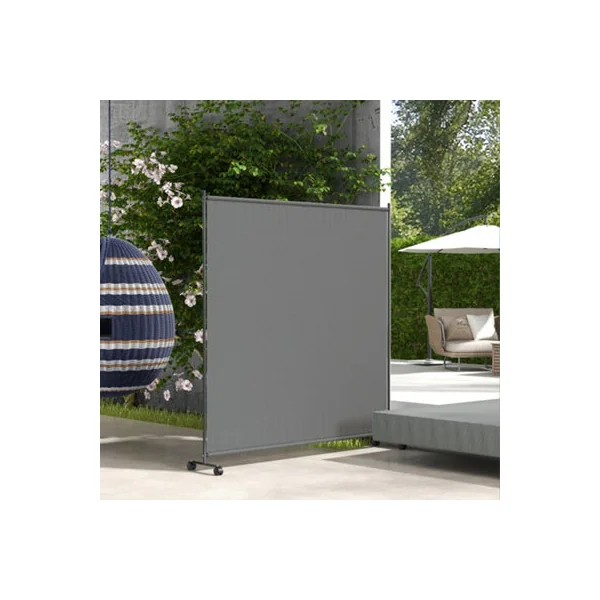 Outsunny Room Divider with Wheels, 6ft Rolling Privacy Screen, Dark Grey