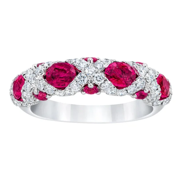 Oval Cut Ruby & 0.65ctw Diamond Ring, Platinum