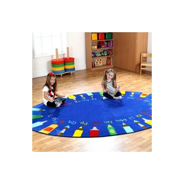 Oval Pencils Alphabet Carpet 3x2m