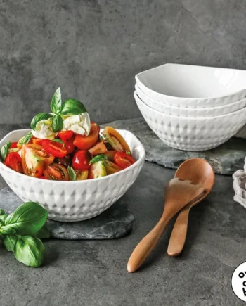 Over & Back Brooklyn 4 Piece Textured Stoneware Serving Bowl Set
