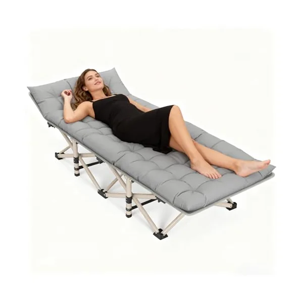 Oversized Folding Camping Cot with Thick Mattress, 600LBS Weight Capacity, Portable Foldable Bed for Adults - Ideal for Camping, Home Office Nap, Beach & Travel (190 * 68CM)