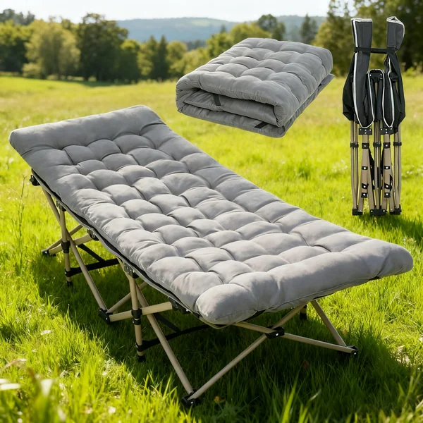 Oversized Folding Camping Cot with Thick Mattress, 600LBS Weight Capacity, Portable Foldable Bed for Adults - Ideal for Camping, Home Office Nap, Beach & Travel (190 * 68CM)