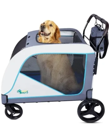 Ownpets XL Pet Stroller for Medium-Large Dogs,Dog Pushchairs with Brakes | Max Weight 55KG,Foldable,Mesh Window, Storage Bag, Easy to Assemble