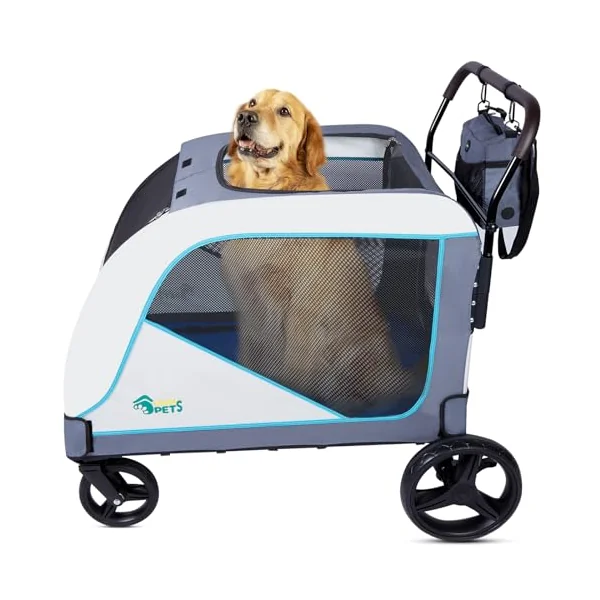 Ownpets XL Pet Stroller for Medium-Large Dogs,Dog Pushchairs with Brakes | Max Weight 55KG,Foldable,Mesh Window, Storage Bag, Easy to Assemble