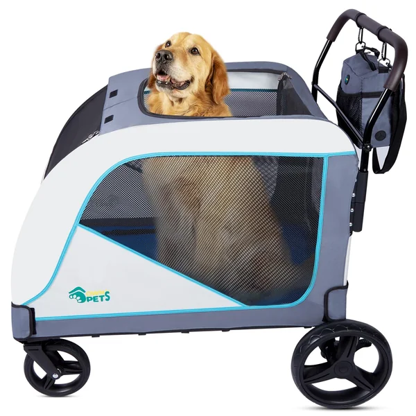 Ownpets XL Pet Stroller for Medium-Large Dogs,Dog Pushchairs with Brakes | Max Weight 55KG,Foldable,Mesh Window, Storage Bag, Easy to Assemble