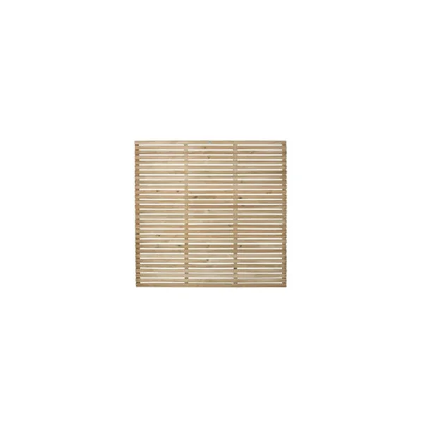 Pack of 10 (Total 10 Unit) Pressure Treated Contemporary Slatted Fence Panel - 6ft x 6ft (1.8m x 1.8m)