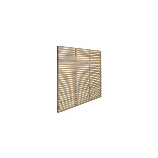 Pack of 10 (Total 10 Unit) Pressure Treated Contemporary Slatted Fence Panel - 6ft x 6ft (1.8m x 1.8m)