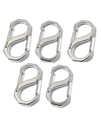 Packet of Five Heavy duty, Strong, S-Type Carabiner Clips, Stainless Steel 304, High Finish polished product 55mm x 25mm 2.5mm