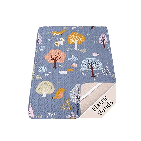 Padded Travel Cot Sheet Fitted 95x65 cm, Breathable Thick Baby Bed Sheets | Quilted Sheet Protector Foldable Mattress Pad, Soft Travel Cot Topper Cover