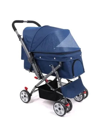 PAHION Lightweight Pet Strollers Portable Compact Travel Dog Stroller For Small And Medium Cats, Dogs, Puppy Pet Stroller Up To 25 Kg / 55 Lbs Dog Car Seat (Color : Blue)