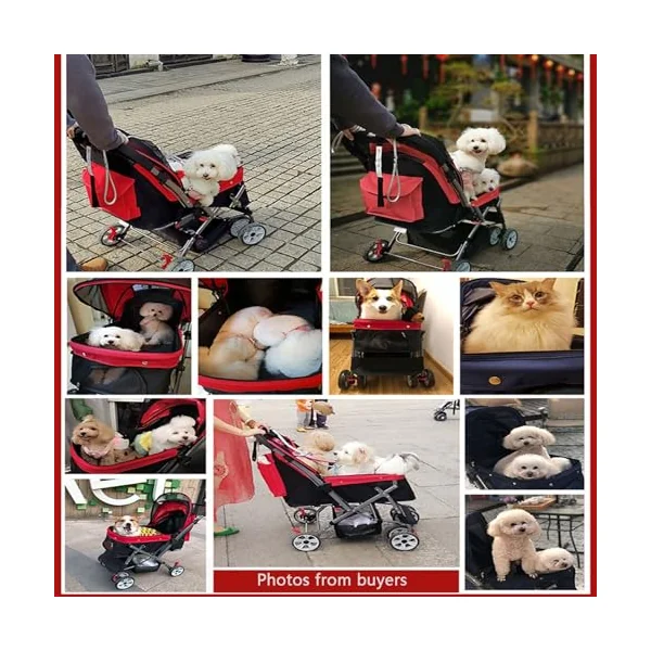PAHION Lightweight Pet Strollers Portable Compact Travel Dog Stroller For Small And Medium Cats, Dogs, Puppy Pet Stroller Up To 25 Kg / 55 Lbs Dog Car Seat (Color : Blue)