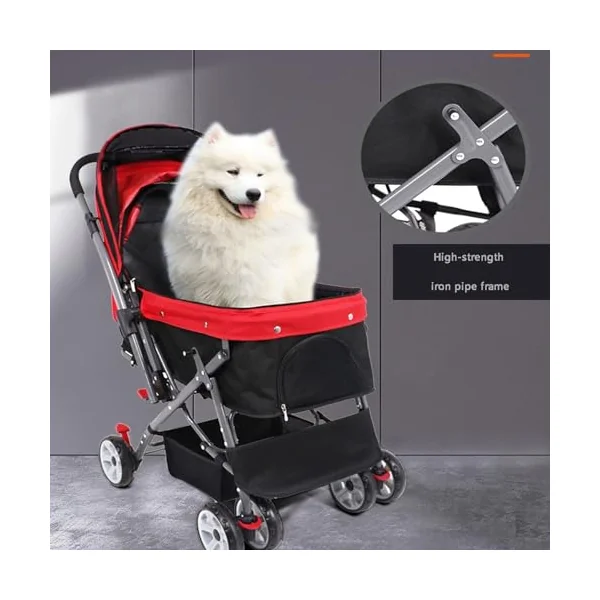 PAHION Lightweight Pet Strollers Portable Compact Travel Dog Stroller For Small And Medium Cats, Dogs, Puppy Pet Stroller Up To 25 Kg / 55 Lbs Dog Car Seat (Color : Blue)