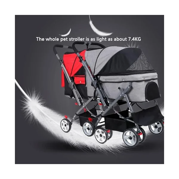 PAHION Lightweight Pet Strollers Portable Compact Travel Dog Stroller For Small And Medium Cats, Dogs, Puppy Pet Stroller Up To 25 Kg / 55 Lbs Dog Car Seat (Color : Blue)