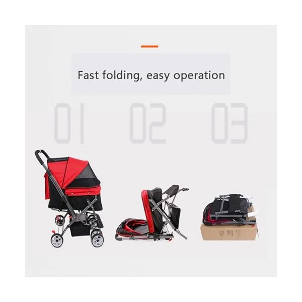 PAHION Lightweight Pet Strollers Portable Compact Travel Dog Stroller For Small And Medium Cats, Dogs, Puppy Pet Stroller Up To 25 Kg / 55 Lbs Dog Car Seat (Color : Blue)