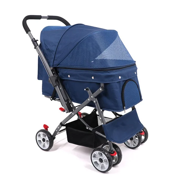 PAHION Lightweight Pet Strollers Portable Compact Travel Dog Stroller For Small And Medium Cats, Dogs, Puppy Pet Stroller Up To 25 Kg / 55 Lbs Dog Car Seat (Color : Blue)