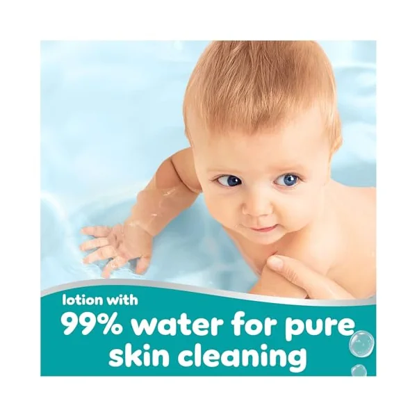 Pampers 99% Water Baby Wipes Plastic Free, 18 Packs of 60 Wipes = 1080 Baby Wet Wipes, Light Lotion with 99% Water