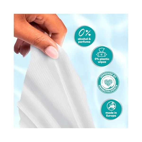 Pampers 99% Water Baby Wipes Plastic Free, 18 Packs of 60 Wipes = 1080 Baby Wet Wipes, Light Lotion with 99% Water