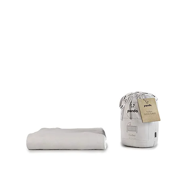 Panda® Cot Bed Bamboo Mattress Protector - Pure White, 140 x 70 x 15 cm | Smooth, Silent & Soft | Waterproof & Washable | Hypoallergenic, Odour-Resistant & Antibacterial | Secure Fit | Bamboo & Cotton