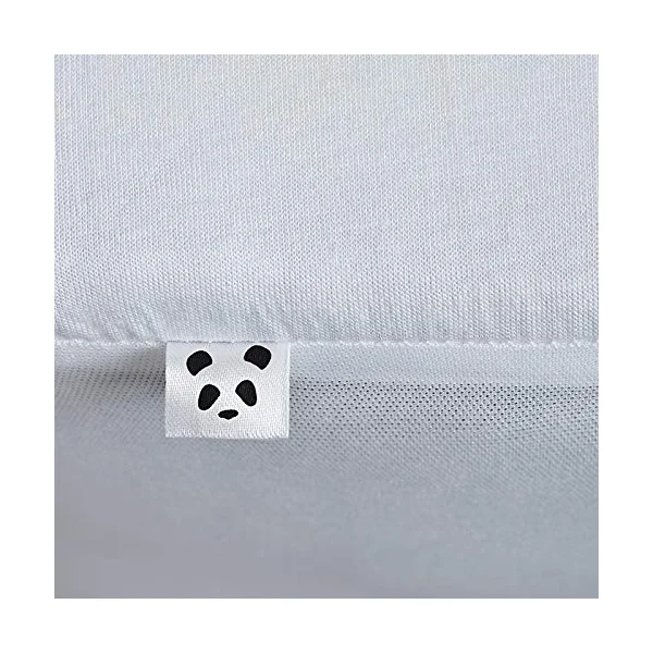 Panda® Cot Bed Bamboo Mattress Protector - Pure White, 140 x 70 x 15 cm | Smooth, Silent & Soft | Waterproof & Washable | Hypoallergenic, Odour-Resistant & Antibacterial | Secure Fit | Bamboo & Cotton