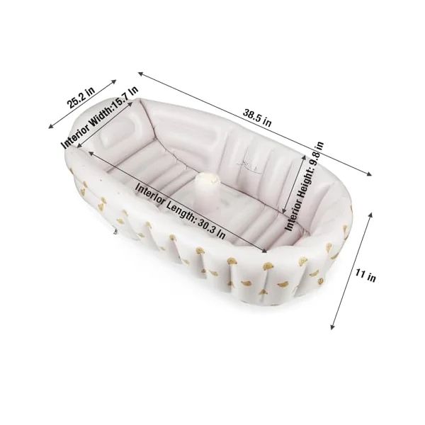 PandaEar 2Pack Baby Inflatable Bathtub & Baby Seat for Sitting Up 3 Months+, Portable Travel Inflatable Baby Chair, Infant Bath Tub and Chair with Built in Air Pump for Newborn