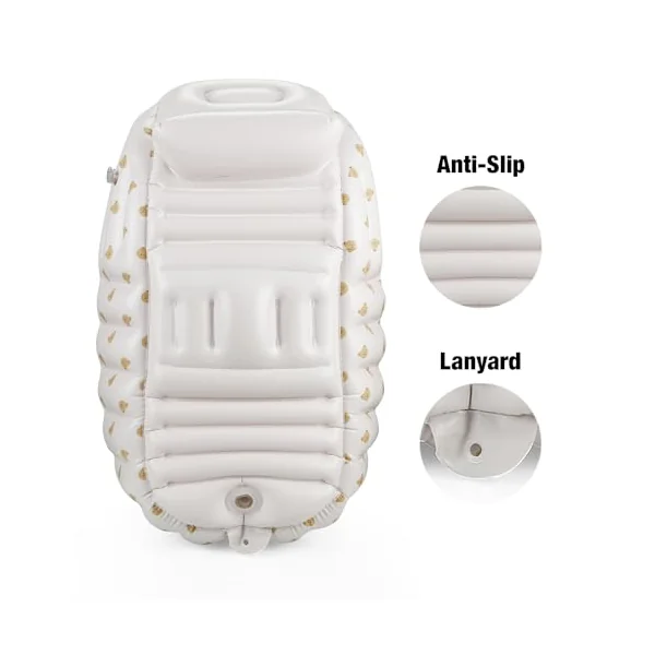PandaEar 2Pack Baby Inflatable Bathtub & Baby Seat for Sitting Up 3 Months+, Portable Travel Inflatable Baby Chair, Infant Bath Tub and Chair with Built in Air Pump for Newborn