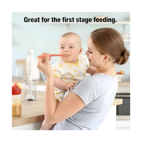 PandaEar 5 Pack Soft Silicone Baby Spoons, First Stage Training Spoons for Weaning & Self-Feeding, BPA-Free Gum-Friendly Teething Spoons, Muted Tones for Healthy Sight Development, 6.1" Long Handle