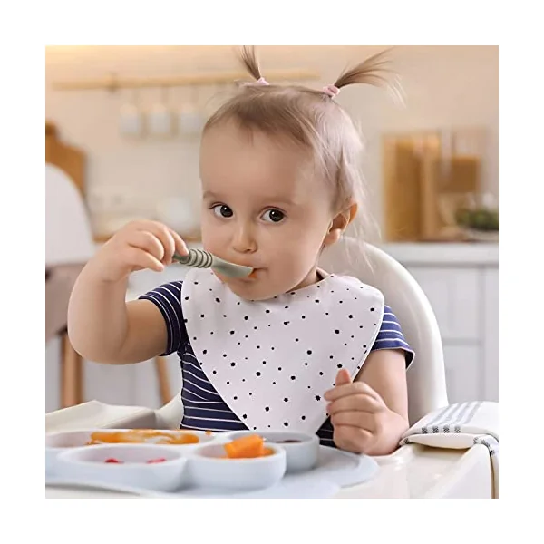 PandaEar 7 Pack Silicone Weaning Spoons - Self Feeding Toddler Spoons for 4-6 Months, Baby Led Weaning | Toddler Infant Feeding Spoon First Stage, BPA Free