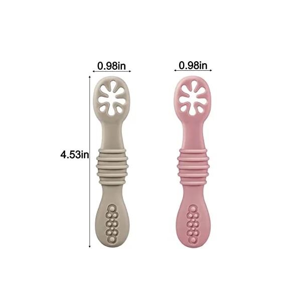 PandaEar 7 Pack Silicone Weaning Spoons - Self Feeding Toddler Spoons for 4-6 Months, Baby Led Weaning | Toddler Infant Feeding Spoon First Stage, BPA Free