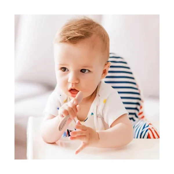 PandaEar Silicone Baby Spoons Self Feeding 4 6 Months| 6 Pack Baby Weaning Spoons| Toddler Baby Feeding Spoon| Blw Spoons Baby Utensils| BPA Free (Pink/Light Pink/Beige)