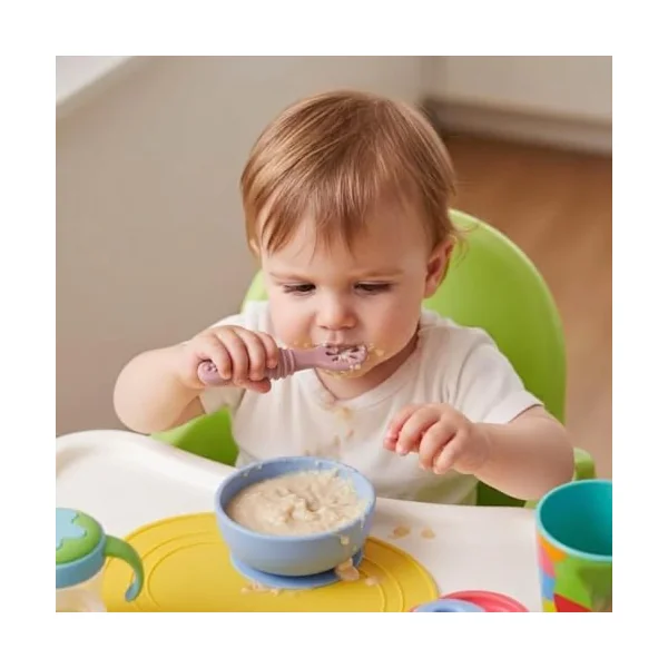 PandaEar Silicone Baby Spoons Self Feeding 4 6 Months| 6 Pack Baby Weaning Spoons| Toddler Baby Feeding Spoon| Blw Spoons Baby Utensils| BPA Free (Pink/Light Pink/Beige)