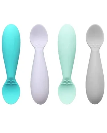PandaEar Silicone Baby Weaning Spoons Infant Feeding Spoons BPA Free, 4-Pack, Soft Silicone, Self Feeding Fat Handle Utensil