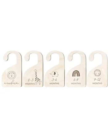 PANGBOER Closet Dividers Adventure by Month Nursery Closet Organizer Wooden Newborn Wardrobe Divider Kid Clothes 0-12 Months Wooden Dividers Organizer for Cabinets Bedroom