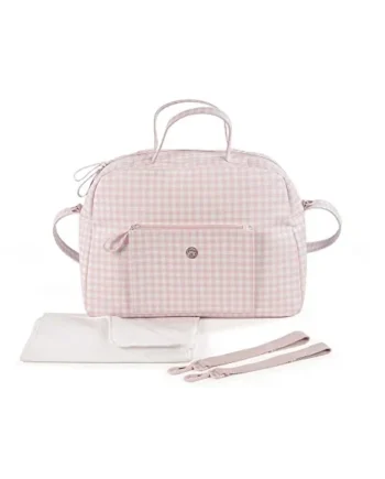 Pasito a pasito. Together Baby Stroller Bag - Practical and Stylish Large Size Maternity Bag Made of Leatherette Pink/White