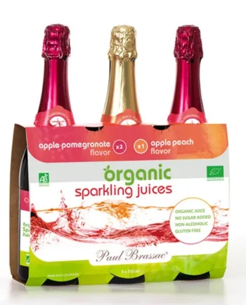 Paul Brassac Organic Sparkling Fruit Juice, 3 x 750ml