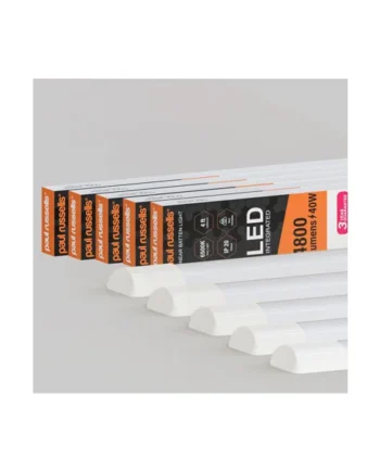 paul russells 4 ft LED Batten Tube Lights, 40W 4800 Lumens, IP20, 6500K Day Light, Ultra Slim, Pack of 5
