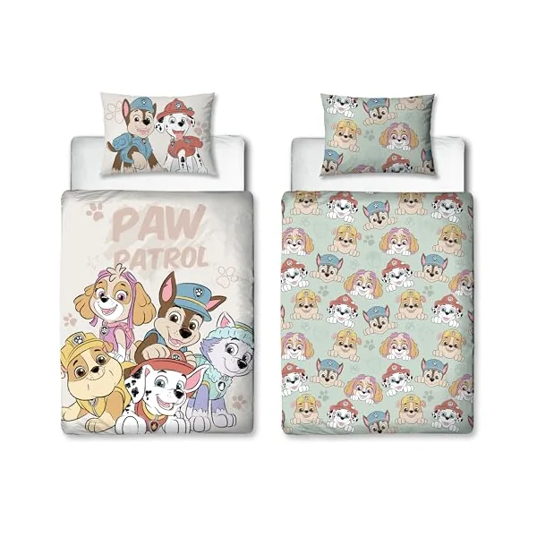 Paw Patrol Officially Licensed Toddler Cot Bed Duvet Cover | Sketchy Design Reversible 2 Sided Junior Bedding Including Matching Pillow Case Brands