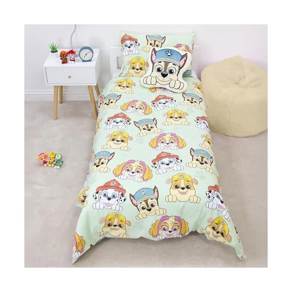 Paw Patrol Officially Licensed Toddler Cot Bed Duvet Cover | Sketchy Design Reversible 2 Sided Junior Bedding Including Matching Pillow Case Brands