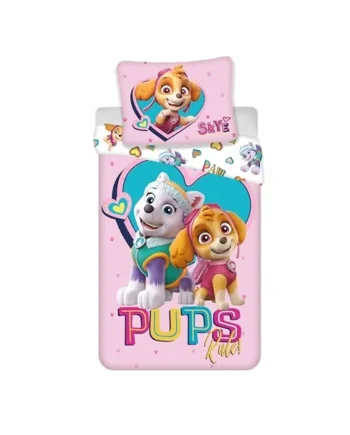 Paw Patrol Stella Everest Baby Duvet Cover 100x135 + Pillowcase | Reversible baby bedding | Natural cotton soft breathable | Official Nickelodeon | Girls 0-3 | Cot size | Gift | Gift idea