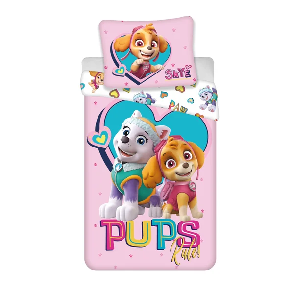 Paw Patrol Stella Everest Baby Duvet Cover 100x135 + Pillowcase | Reversible baby bedding | Natural cotton soft breathable | Official Nickelodeon | Girls 0-3 | Cot size | Gift | Gift idea